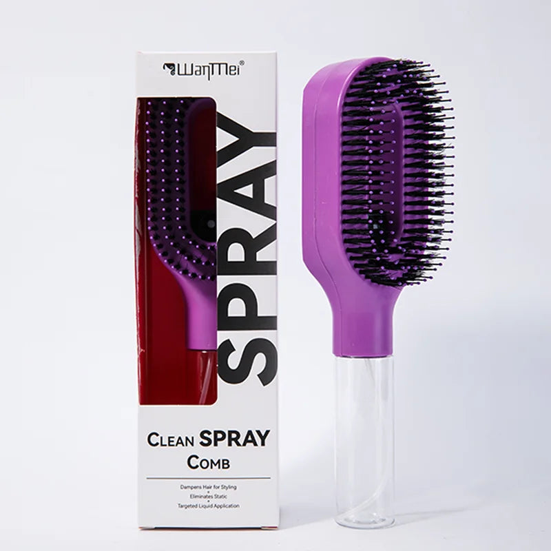 Brosse Démêlante Spray 2-en-1 : Soin Capillaire & Massage Scalp