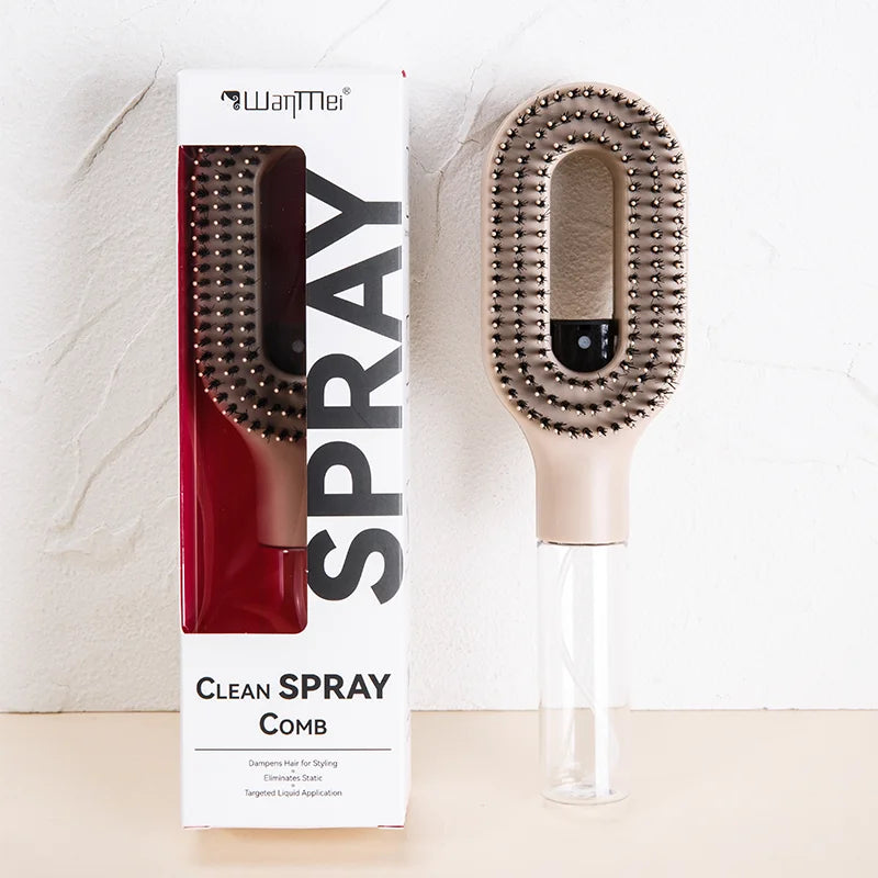 Brosse Démêlante Spray 2-en-1 : Soin Capillaire & Massage Scalp