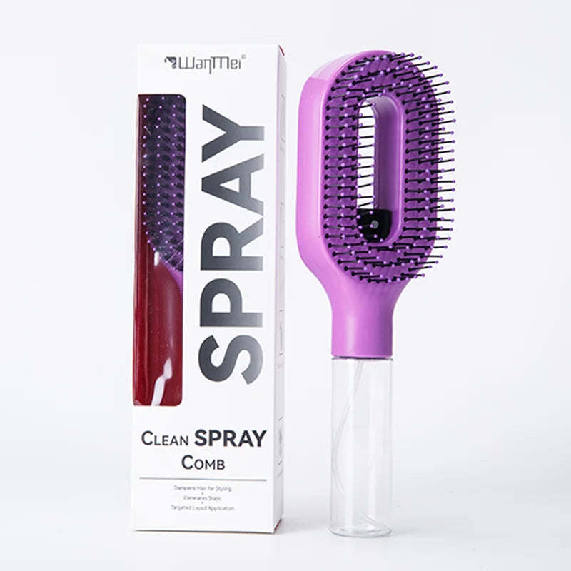 Brosse Démêlante Spray 2-en-1 : Soin Capillaire & Massage Scalp
